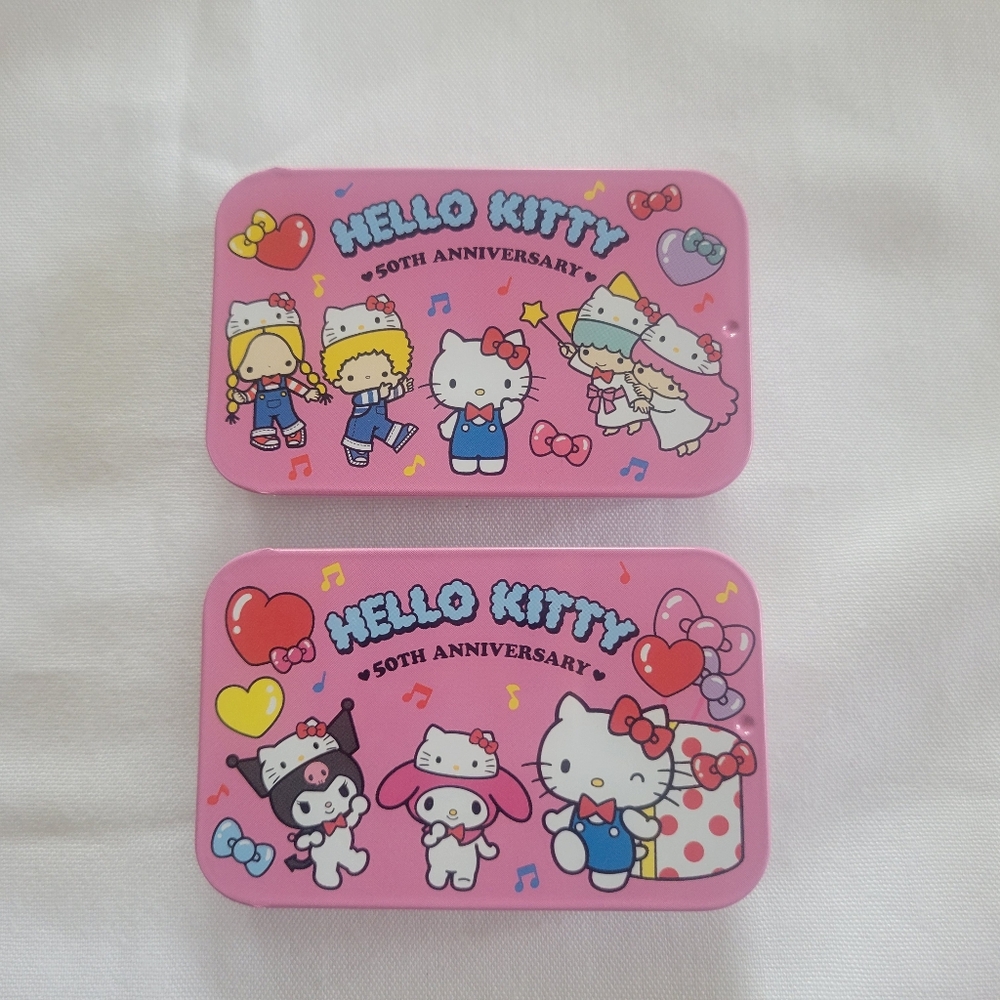 Hello Kitty 50th Anniversary Metal Small Tin 2 Designs 2 Tins